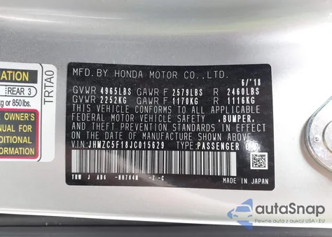 2018 Honda Clarity Plug-In Hybrid из США, поврежденный, VIN JHMZC5F18JC015629